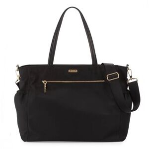 MILLY Luxe Diaper Bag Black Nylon w/ Leather Trim with Changing Pad - MSRP $350